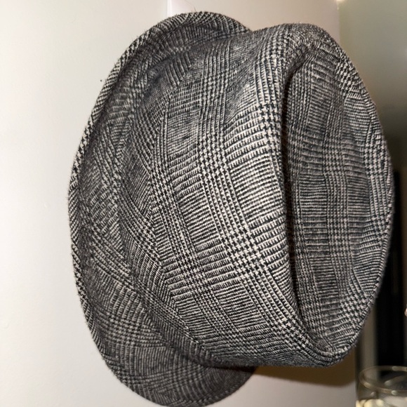 DAVID & YOUNG HOUNDSTOOTH BLACK AND WHITE WOOL BLEND FEDORA UNISEX - Picture 12 of 13
